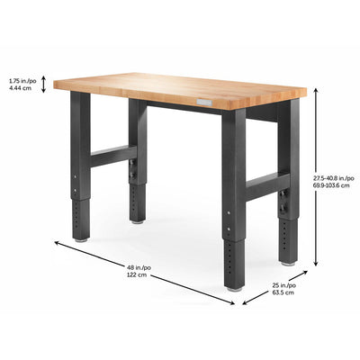 3 of 9 images - 4' Adjustable Height Hardwood Workbench (thumbnails)