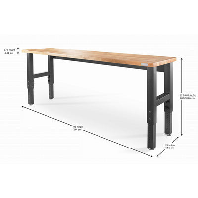 3 of 13 images - 8' Adjustable Height Hardwood Workbench (thumbnails)